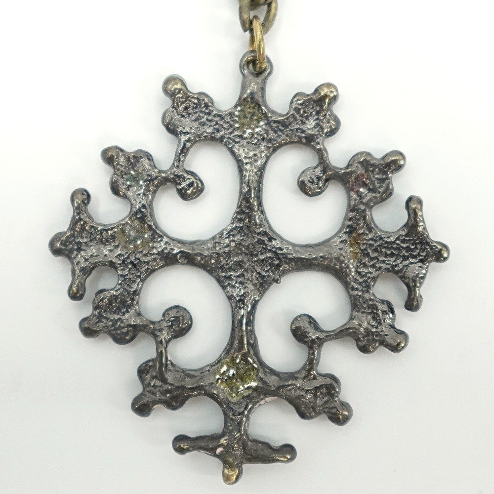 VTG Ethiopian Coptic Cross Necklace Bronze Tone Toggle Clasp 2" Pendant Ornate - Picture 3 of 8